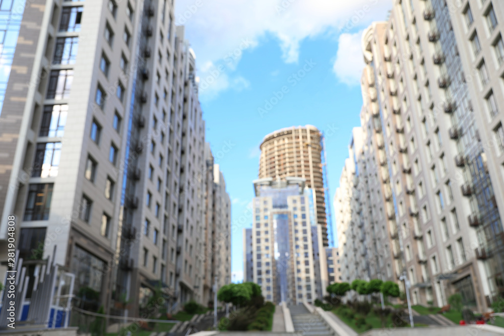 Blurred view of modern buildings in city Blurred view of modern buildings in city