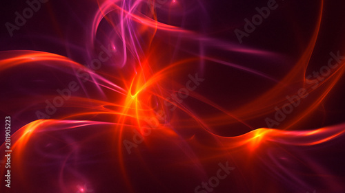 3D rendering abstract red fractal light background