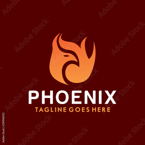 Phoenix Logo Vector With Colorful. Animal Icon.  Eagle Symbol. Bird Logotype Design Inspiration.