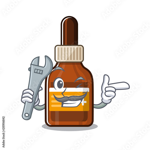 Mechanic iodine in the a cartoon bag