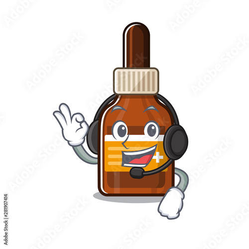 With headphone iodine in the a cartoon bag