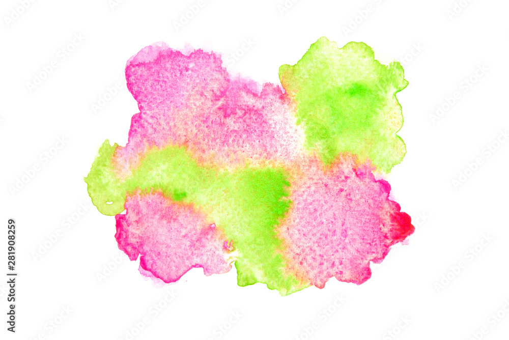 Mixing of Green and Pink watercolor painting background