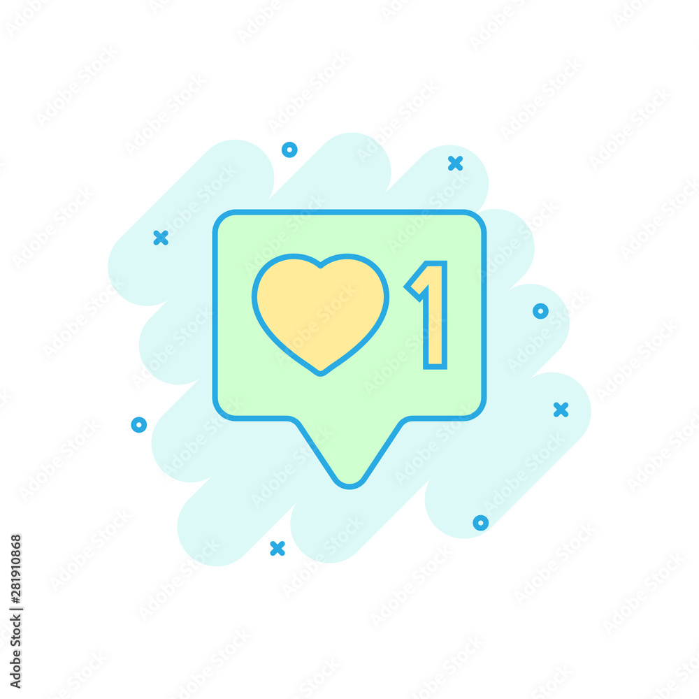 Social media notification sign icon in comic style. Like, comment, follow vector cartoon illustration on white isolated background. Click button business concept splash effect. Social media notification sign icon in comic style. Like, comment, follow vector cartoon illustration on white isolated background. Click button business concept splash effect.