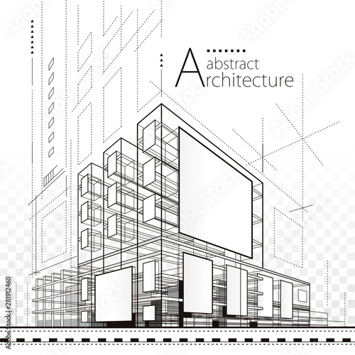 Architecture building construction urban 3D illustration design abstract background. 