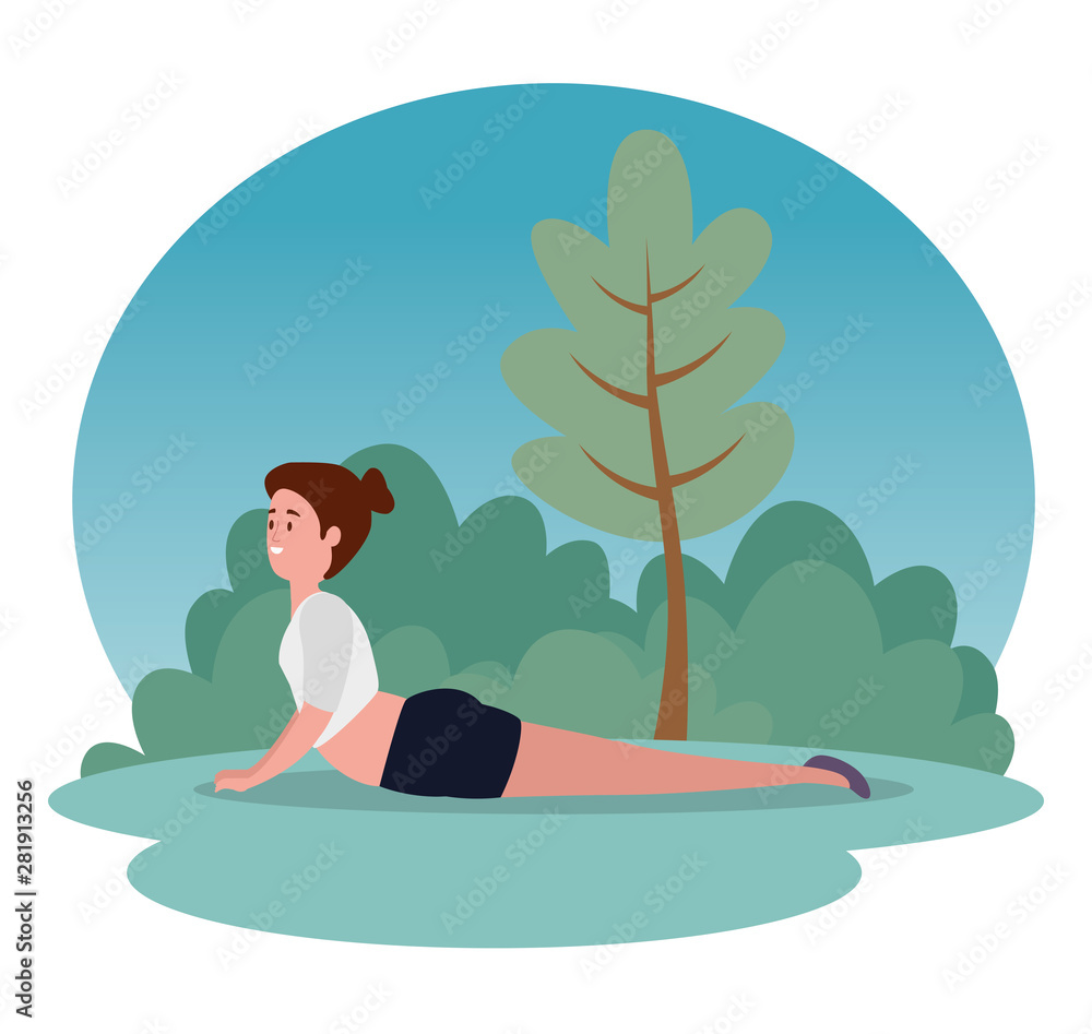 healthy women training yoga position