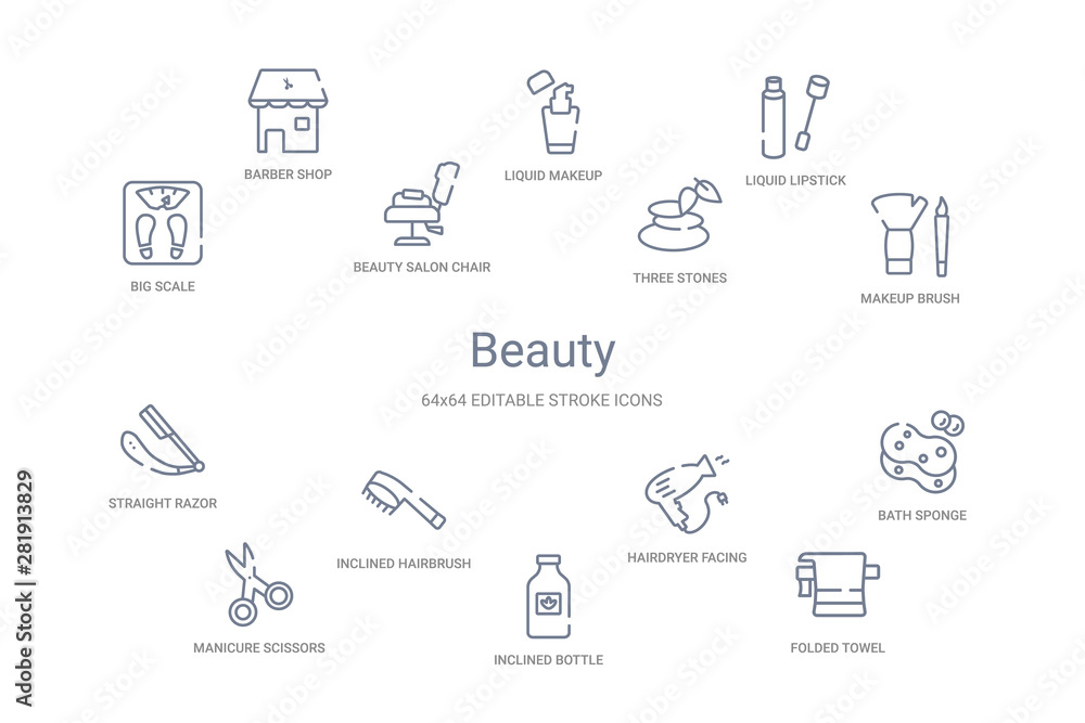 beauty concept 14 outline icons beauty concept 14 outline icons