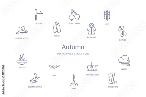 autumn concept 14 outline icons