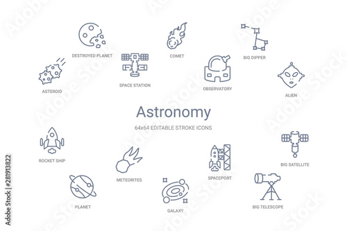 astronomy concept 14 outline icons