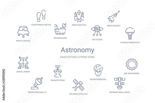 astronomy concept 14 outline icons
