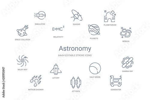 astronomy concept 14 outline icons