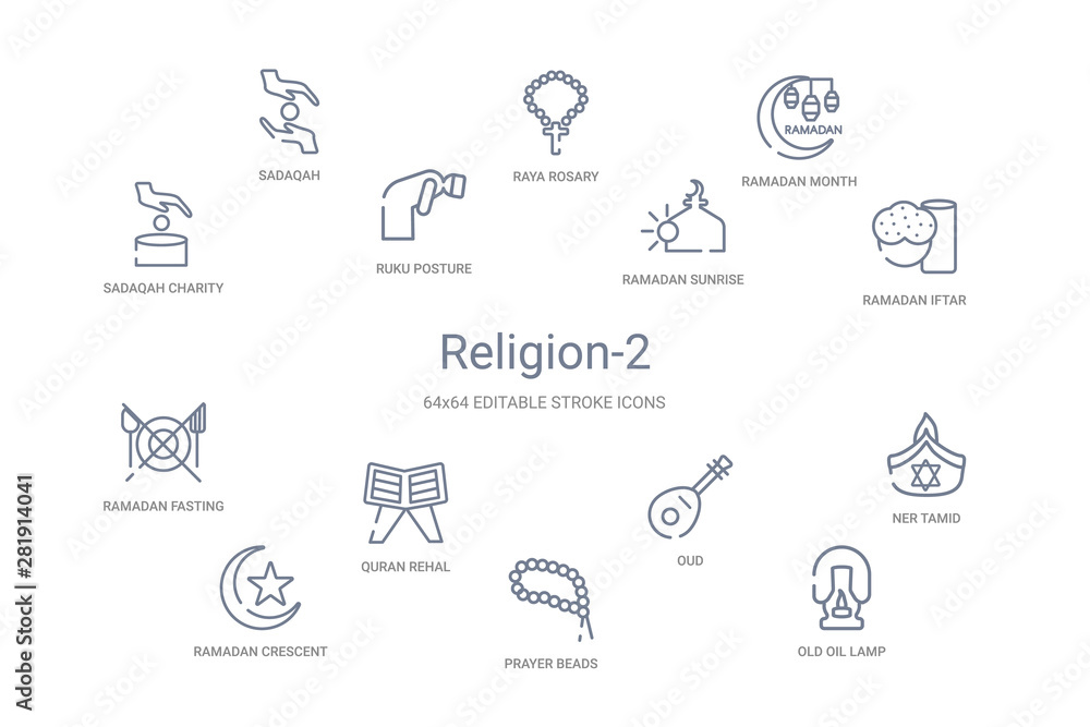 Fototapeta premium religion-2 concept 14 outline icons