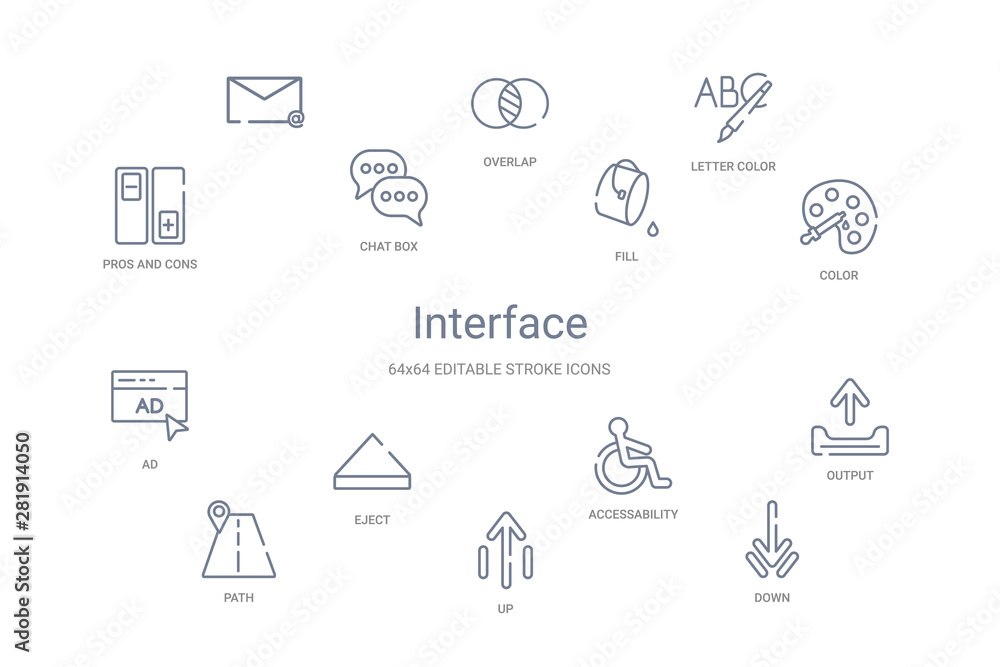 interface concept 14 outline icons interface concept 14 outline icons