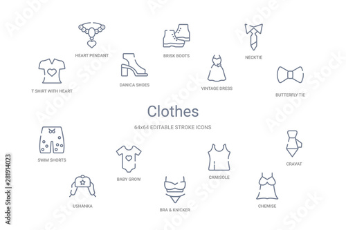 clothes concept 14 outline icons
