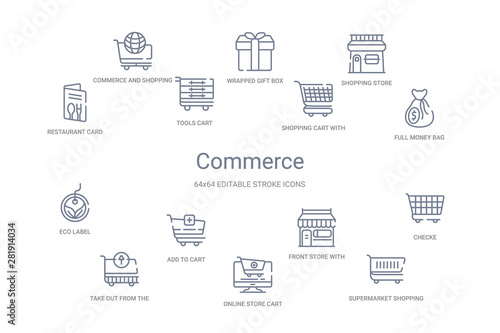 commerce concept 14 outline icons