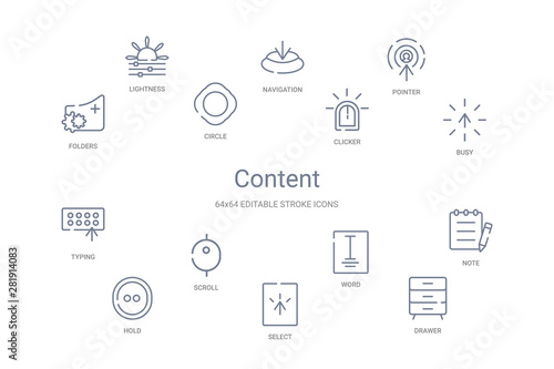content concept 14 outline icons