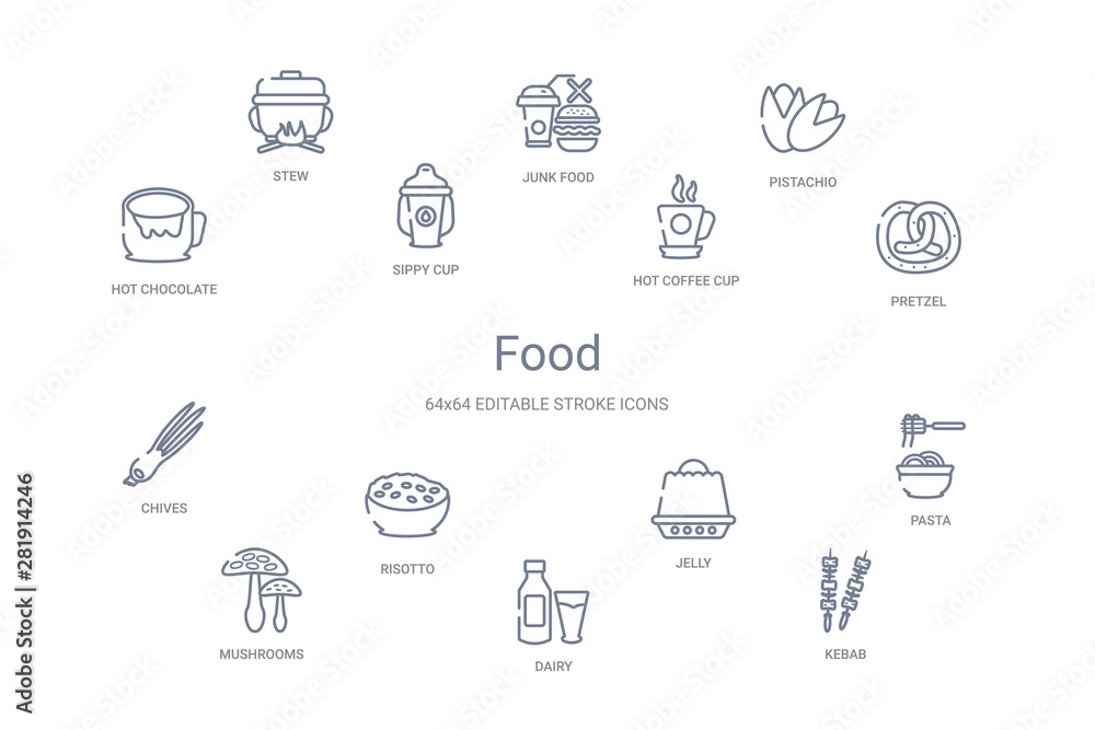 food concept 14 outline icons food concept 14 outline icons