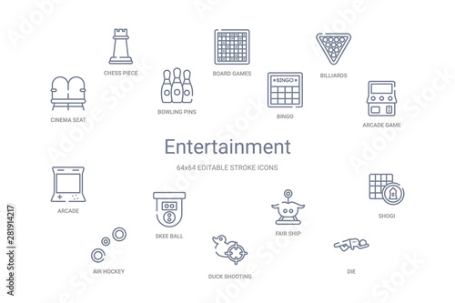 entertainment concept 14 outline icons