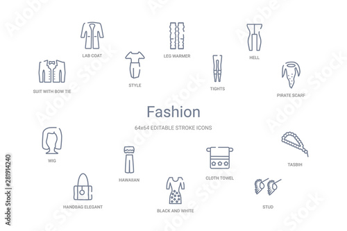 fashion concept 14 outline icons