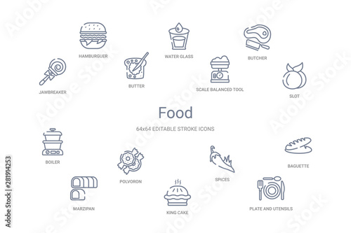 food concept 14 outline icons