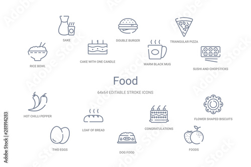 food concept 14 outline icons