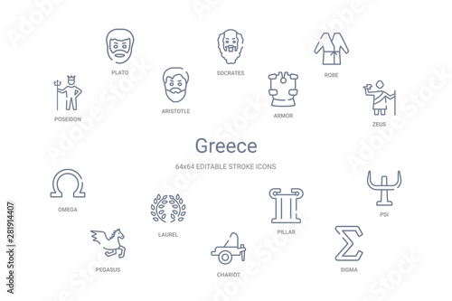 greece concept 14 outline icons