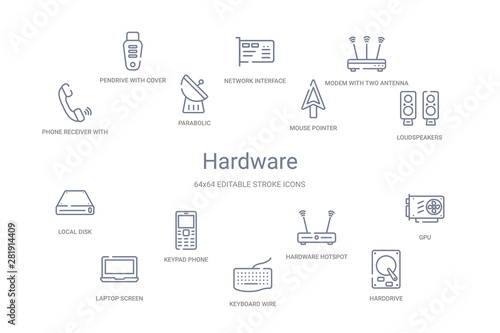 hardware concept 14 outline icons