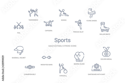 sports concept 14 outline icons photo