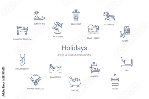 holidays concept 14 outline icons