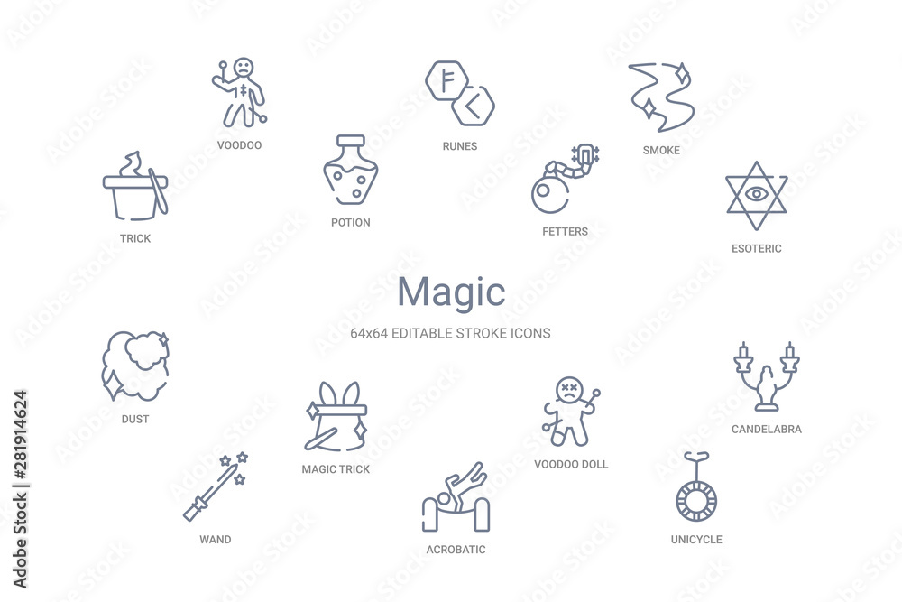 magic concept 14 outline icons