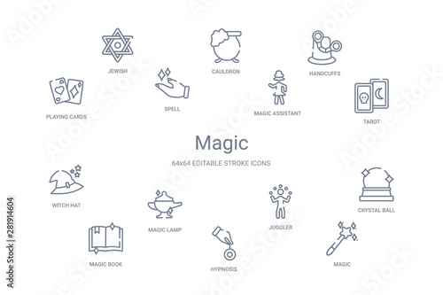 magic concept 14 outline icons