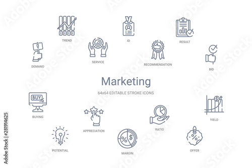 marketing concept 14 outline icons