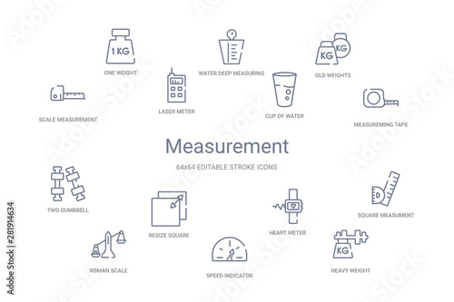 measurement concept 14 outline icons
