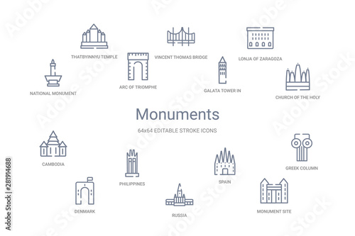 monuments concept 14 outline icons © zaurrahimov