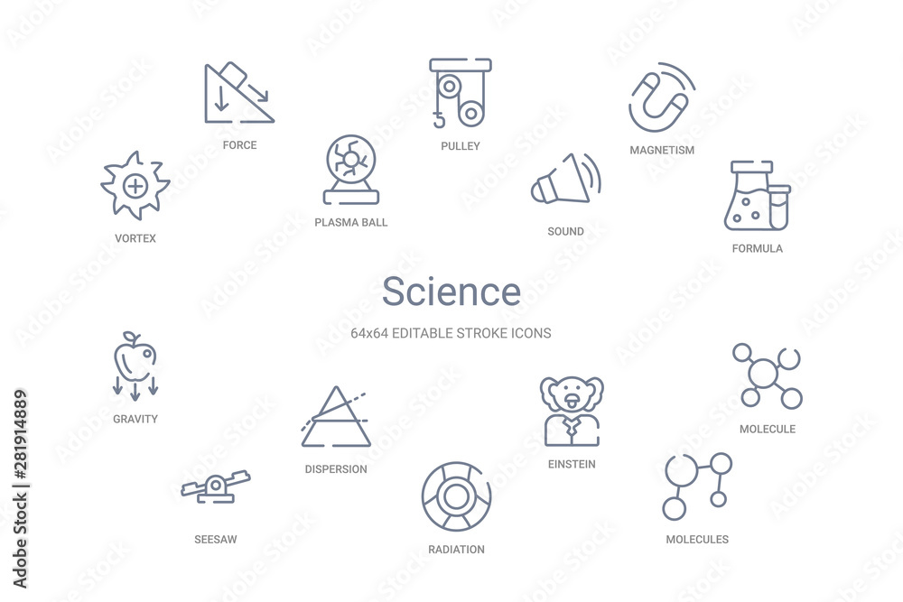 science concept 14 outline icons science concept 14 outline icons