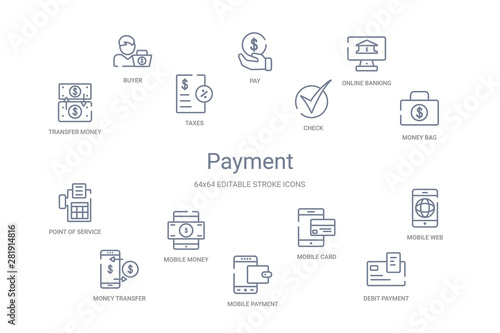 payment concept 14 outline icons