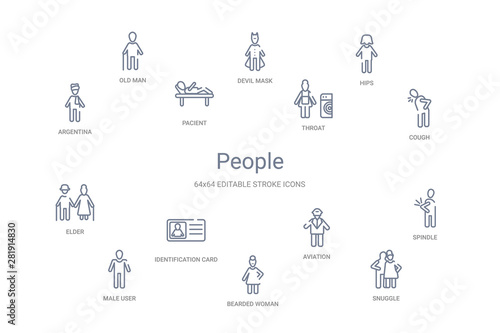people concept 14 outline icons