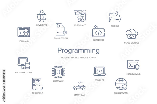 programming concept 14 outline icons