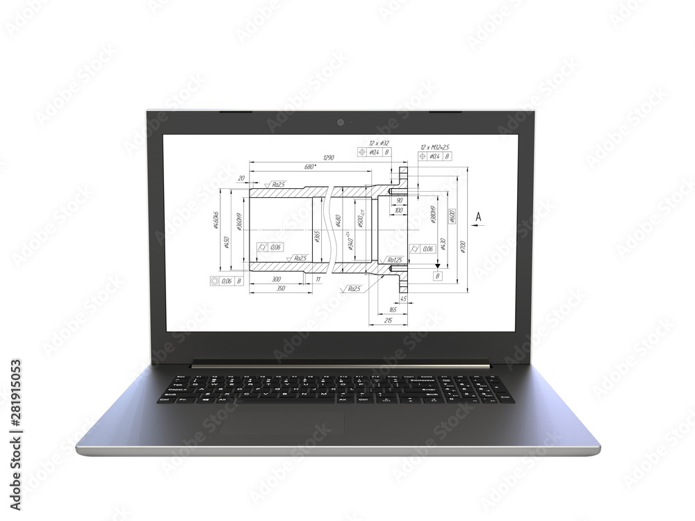 Laptop isolated on white background. Image with clipping path. 3D rendering. Laptop isolated on white background. Image with clipping path. 3D rendering.
