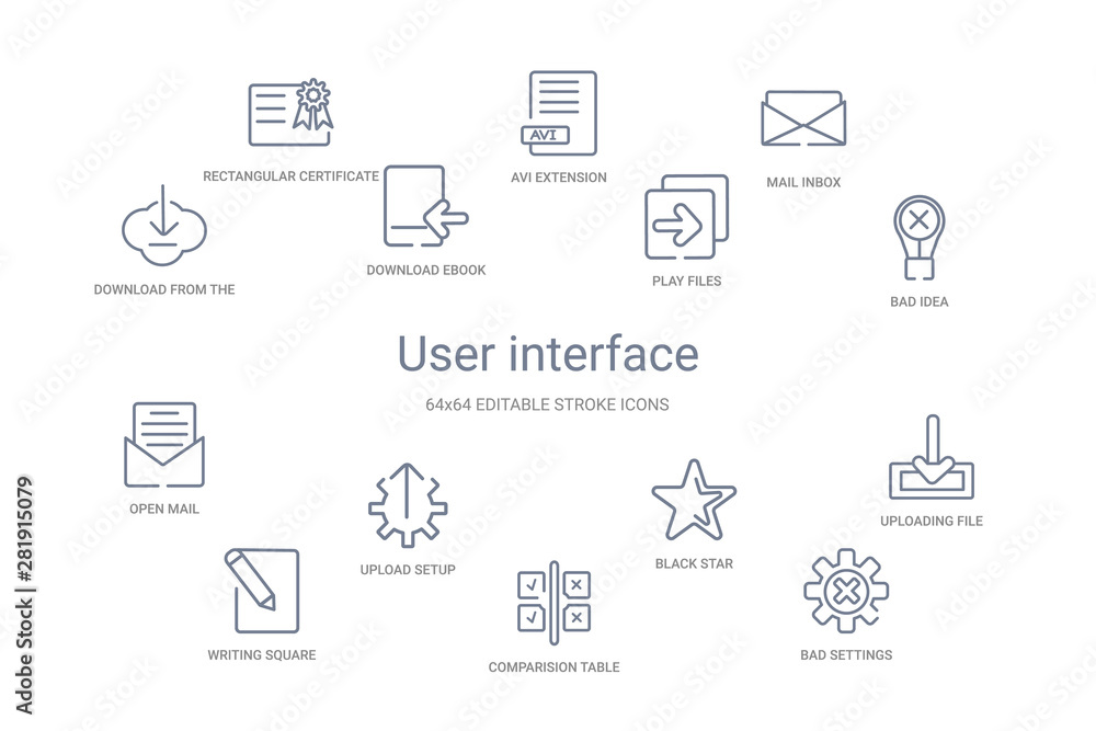 user interface concept 14 outline icons user interface concept 14 outline icons