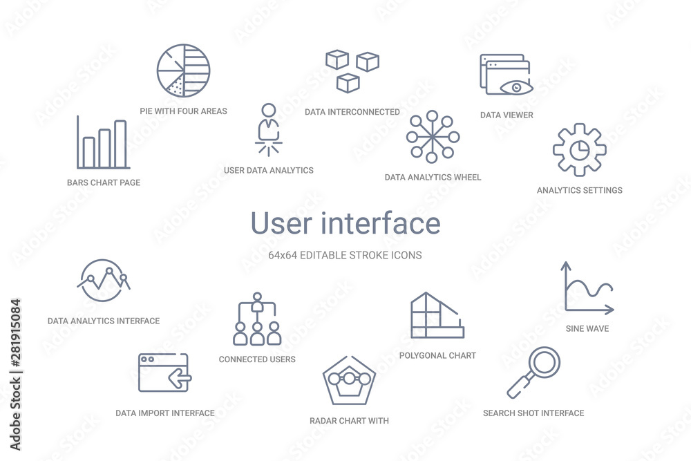 Fototapeta premium user interface concept 14 outline icons