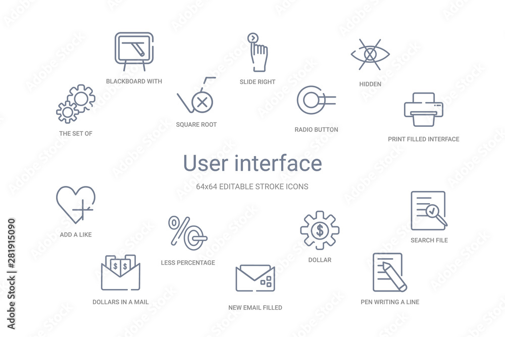 user interface concept 14 outline icons user interface concept 14 outline icons
