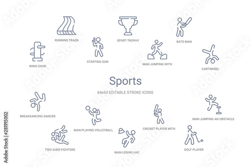 sports concept 14 outline icons