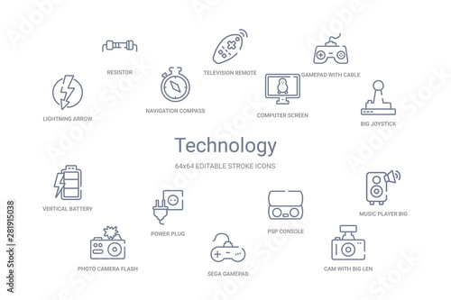 technology concept 14 outline icons © zaurrahimov