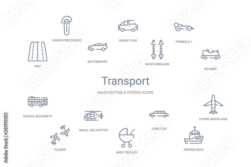 transport concept 14 outline icons