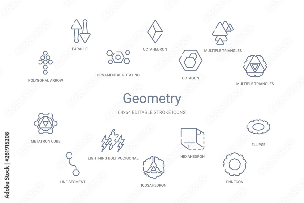 geometry concept 14 outline icons geometry concept 14 outline icons