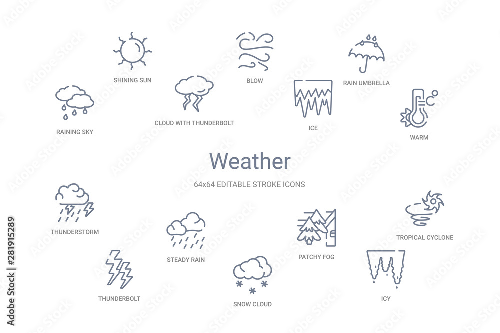 weather concept 14 outline icons