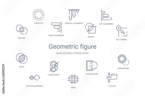 geometric figure concept 14 outline icons