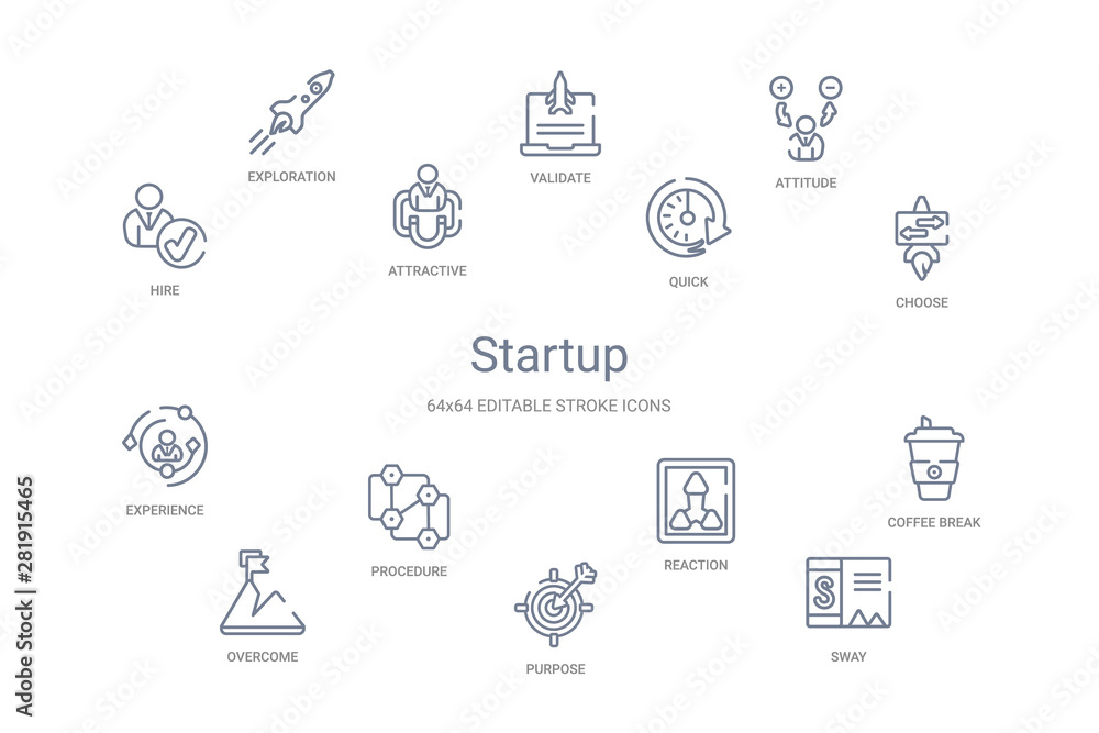startup concept 14 outline icons