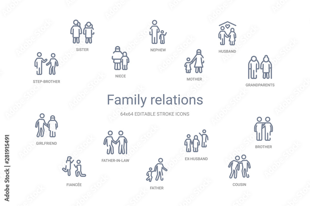 family relations concept 14 outline icons