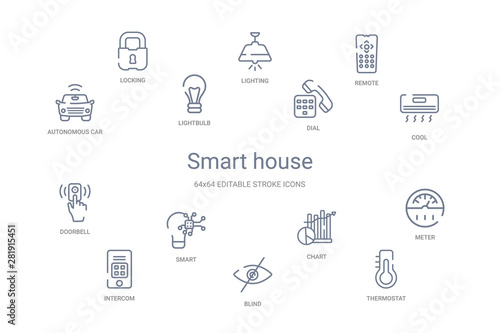 smart house concept 14 outline icons